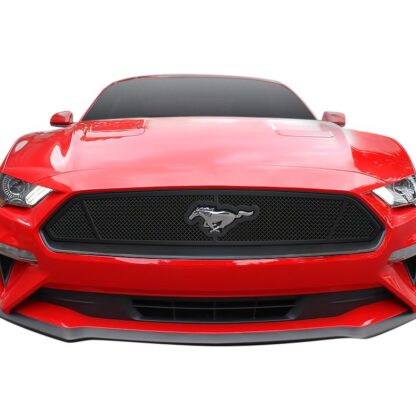 GR06GFD47H Black Powder Coated 1.8 mm Wire Mesh Grille | 2018-2021 Ford Mustang Only for EcoBoost models with logo show (MAIN UPPER)