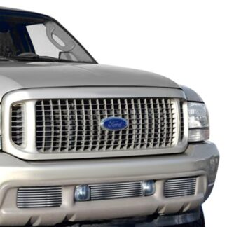 GR06HEC88C Silver Hairline Finish Horizontal Billet Grille | 2000-2004 Ford Excursion  /1999-2004 Ford F-250 Super Duty /1999-2004 Ford F-350 Super Duty /1999-2004 Ford F-450 Super Duty /1999-2004 Ford F-550 Super Duty (LOWER BUMPER)
