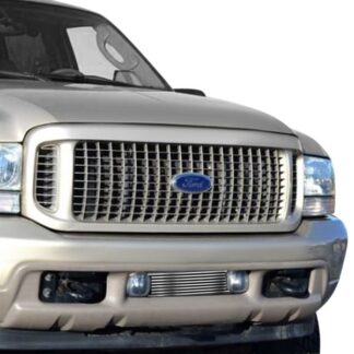 GR06HEC98C Silver Hairline Finish Horizontal Billet Grille | 1999-2004 Ford F-250 SD /1999-2004 Ford F-350 SD /1999-2004 Ford F-450 SD /1999-2004 Ford F-550 SD /2000-2004 Ford Excursion (LOWER BUMPER)