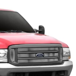 GR06HEC99C Silver Hairline Finish Horizontal Billet Grille | 2000-2004 Ford Excursion Bar Style Only /1999-2004 Ford F-250 Super Duty /1999-2004 Ford F-350 Super Duty /1999-2004 Ford F-450 Super Duty /1999-2004 Ford F-550 Super Duty (MAIN UPPER)