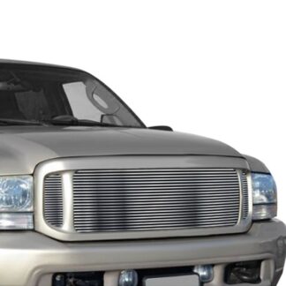 GR06HEJ86C Silver Hairline Finish Horizontal Billet Grille | 2000-2004 Ford Excursion /1999-2004 Ford F-250 Super Duty /1999-2004 Ford F-350 Super Duty /1999-2004 Ford F-450 Super Duty /1999-2004 Ford F-550 Super Duty (MAIN UPPER)