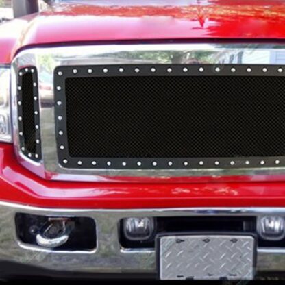 Black Powder Coated 1.8 mm Wire Mesh Rivet Style Grille | Ford Excursion  (MAIN UPPER)