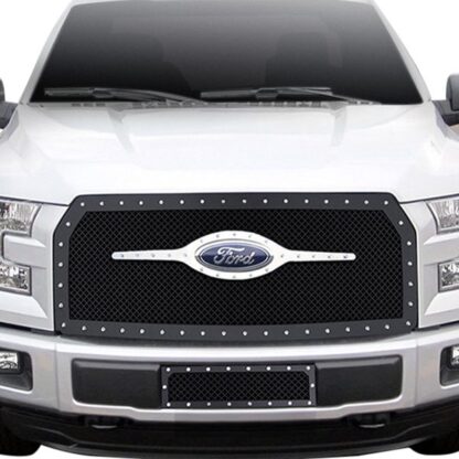 Black Powder Coated 1.8 mm Wire Mesh Rivet Style Grille | Ford F250 Not For Lariat/Harley Davidson (MAIN UPPER)