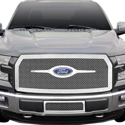 Black Powder Coated 1.8 mm Wire Mesh Rivet Style Grille | Ford F150  (MAIN UPPER)