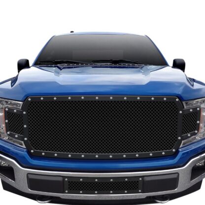 Black Powder Coated 1.8 mm Wire Mesh Rivet Style Grille | Ford F150 (drilling may be required for XL/XLT/King Ranch/Plantinum) (LOWER BUMPER)