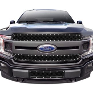 Black Powder Coated 1.8 mm Wire Mesh Rivet Style Grille | Ford F150 King Ranch & Plantium Square Mesh Style (MAIN UPPER)