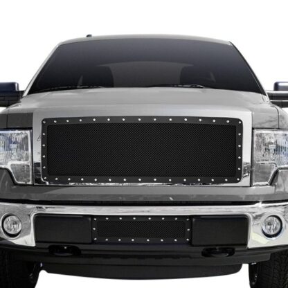 Black Powder Coated 1.8 mm Wire Mesh Rivet Style Grille | Ford F150 All Model/Not For Raptor (MAIN UPPER)