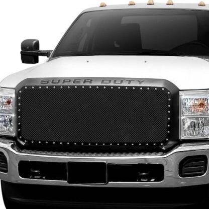 Black Powder Coated 1.8 mm Wire Mesh Rivet Style Grille | Ford F250  (MAIN UPPER)