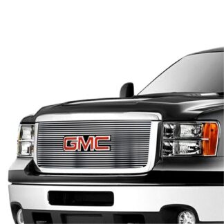 GR07FFH34C Silver Hairline Finish Horizontal Billet Grille | 2011-2014 GMC Sierra 2500 HD Not For Denali With Logo Show/2011-2014 GMC Sierra 3500 HD Not For Denali With Logo Show (MAIN UPPER)