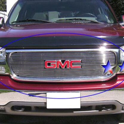 Chrome Polished Wire Mesh Grille 2001-2002 GMC Sierra 1500 HD  Main Upper With Logo Show