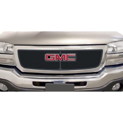 GR07GEG71H Black Powder Coated 1.8 mm Wire Mesh Grille | 2003-2006 GMC Sierra 1500 Not For Denali With Logo Show/2003-2004 GMC Sierra 2500 Not For Denali With Logo Show/2003-2006 GMC Sierra 3500 Not For Denali With Logo Show/2003-2006 GMC Sierra 2500 HD Not For Denali With Logo Show/2003-2006 GMC Sierra 1500 HD Not For Denali With Logo Show/2007 GMC Sierra 1500 Classic Style Not For Denali With Logo Show/2007 GMC Sierra 2500 HD Classic Style Not For Denali With Logo Show/2007 GMC Sierra 3500 Classic Style Not For Denali With Logo Show/2007 GMC Sierra 1500 HD Classic Style Not For Denali With Logo Show (Main Upper)
