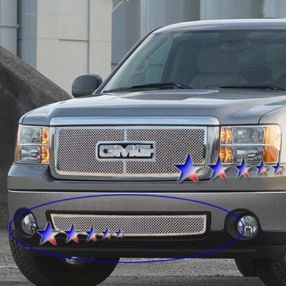 Chrome Polished Wire Mesh Grille 2007-2013 GMC Sierra 1500 Denali Lower Bumper tow hook covered