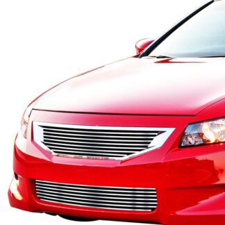 GR08FGG94A Polished Horizontal Billet Grille | 2008-2010 Honda Accord Coupe Slight Modification Requried For Aero Kit Package (MAIN UPPER + LOWER BUMPER)