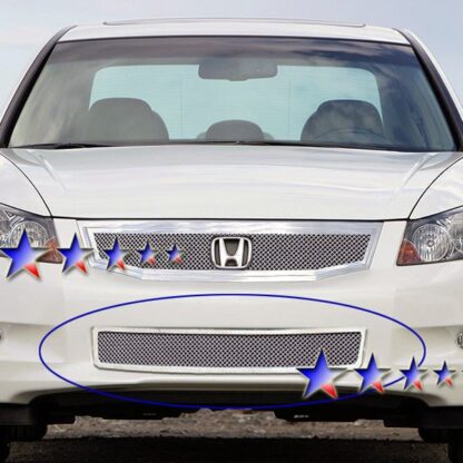 Chrome Polished Wire Mesh Grille 2008-2010 Honda Accord Sedan Lower Bumper Not For V6