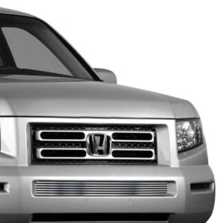 GR08HGA16C Silver Hairline Finish Horizontal Billet Grille | 2005-2008 Honda Ridgeline 1 Center PC (Will Not Fit Vehicles With OE Chrome Bumper Package) (LOWER BUMPER)