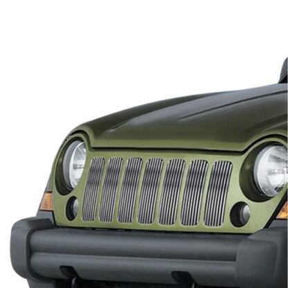 GR10FED96C Silver Hairline Finish Vertical Billet Grille | 2005-2007 Jeep Liberty Not For Renegade (MAIN UPPER)
