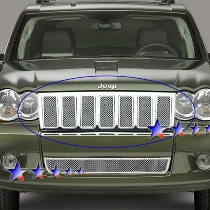 Chrome Polished Wire Mesh Grille 2009-2010 Jeep Grand Cherokee  Main Upper