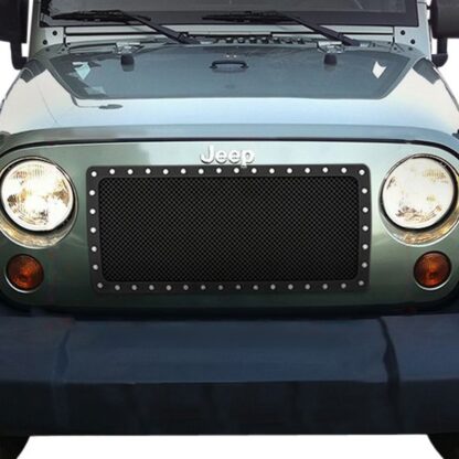Black Powder Coated 1.8 mm Wire Mesh Rivet Style Grille | Jeep Wrangler  (MAIN UPPER)