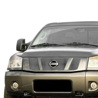 GR14FED12C Silver Hairline Finish Horizontal Billet Grille | 2004-2007 Nissan Armada With Logo Show/2004-2006 Nissan Titan With Logo Show/2007-2007 Nissan Titan Classic Model