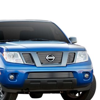 GR14FGI66S Chrome Polished 8X6 Horizontal Billet Grille | 2005-2007 Nissan Pathfinder With Logo Show/2005-2008 Nissan Frontier With Logo Show (MAIN UPPER + LOWER BUMPER)