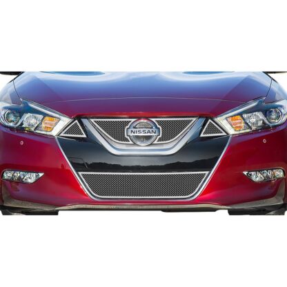 Chrome Polished Wire Mesh Grille 2015-2018 Nissan Maxima  Main Upper + Lower Bumper
