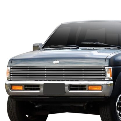 GR14HEB30F Chrome Polished Diy 20Mm Horizontal Channel Billet With Rivet Grille | 1986-1997 Nissan Pickup With/S. Beam Type H/Lamps - Requires Headlamps Recess (Main Upper)