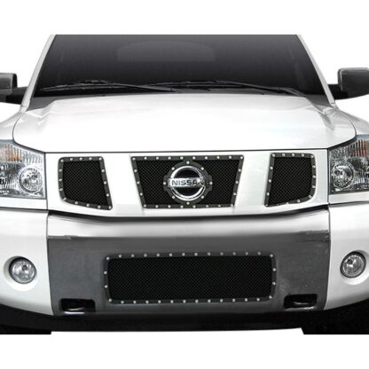 Black Powder Coated 1.8 mm Wire Mesh Rivet Style Grille | Nissan Armada  (LOWER BUMPER)