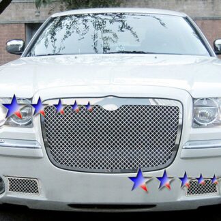 Chrome Polished Wire Mesh Grille 2005-2010 Chrysler 300C  Lower Bumper With Fog Light
