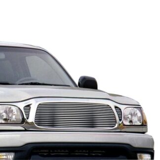 GR20HED65C Silver Hairline Finish Horizontal Billet Grille | 2001-2004 Toyota Tacoma 1 PC Cover 3 Holes (MAIN UPPER)
