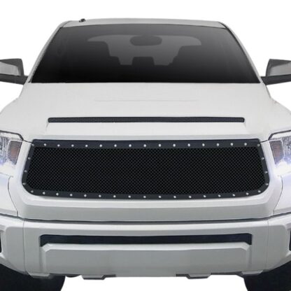 Black Powder Coated 1.8 mm Wire Mesh Rivet Style Grille | Toyota Tundra Not fit with front sensor behind logo (MAIN UPPER)