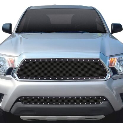 Black Powder Coated 1.8 mm Wire Mesh Rivet Style Grille | Toyota Tacoma (Not For X-Runner) (LOWER BUMPER)