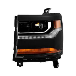 ( POE ) Chevy Silverado 1500 16-18 Xenon HID Models Only ( Do Not Fit 2500HD 3500HD and Factory LED Headlight Models ) OEM Style Driver Side Headlight - Low Beam-D5S(Not Included) ; High Beam-D5S(Not Included) ; Signal-7443(Not included) - Black Left
