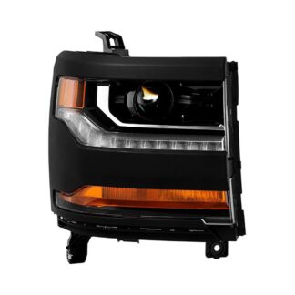 ( POE ) Chevy Silverado 1500 16-18 Xenon HID Models Only ( Do Not Fit 2500HD 3500HD and Factory LED Headlight Models ) OEM Style Passenger Side Headlight - Low Beam-D5S(Not Included) ; High Beam-D5S(Not Included) ; Signal-7443(Not included) - Black Right