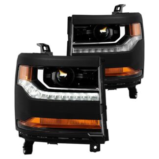 ( POE ) Chevy Silverado 1500 16-18 Xenon HID Models Only ( Do Not Fit 2500HD 3500HD and Factory LED Headlight Models ) OEM Style Headlight - Low Beam-D5S(Not Included) ; High Beam-D5S(Not Included) ; Signal-7443(Included) - Black SET