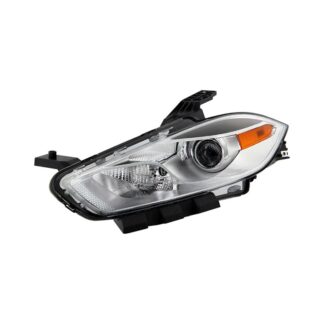 ( OE ) Dodge Dart 13-16 Halogen Only ( Not Fit HID models ) Driver Side Projector Headlight – Low Beam-9102(Not Included) ; High Beam-9012(Not Included) ; Signal-7443NA(Included) – OE Chrome Left
