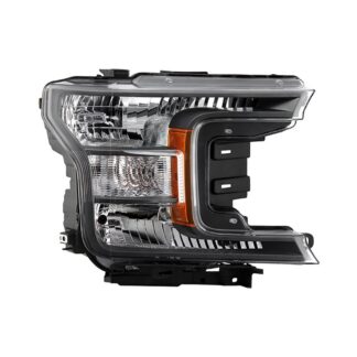 ( POE ) Ford F150 18-20 (XL XLT Lariat Model) Halogen Headlight Light - Low Beam-H11(Included) ; HB3(Included) ; Signal-7444NA(Included) - OE Black Right