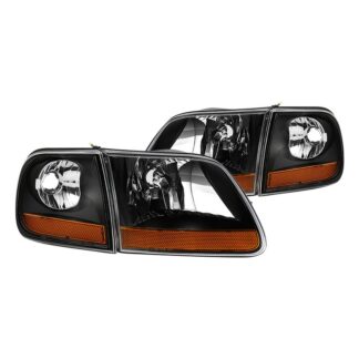 ( OE ) Ford F150 97-03 / Expedition 97-02 Special Edition Harley Davidson Style Headlights w/Corner – Low Beam-H11(Not Included) ; High Beam-H1(Not Included) – Black