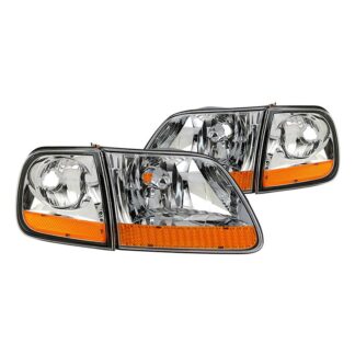 ( OE ) Ford F150 97-03 / Expedition 97-02 Special Edition Harley Davidson Style Headlights w/Corner – Low Beam-H11(Not Included) ; High Beam-H1(Not Included) – Chrome