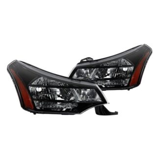 ( POE ) Ford Focus 08-11 2/4Dr Crystal Headlights - Low Beam-H13(Not Included) ; High Beam-H13(Not Included) ; Signal-3757A(Included) - OE Black SET
