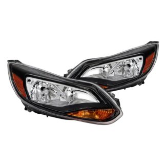 ( POE ) Ford Focus 12-14 Halogen OE Headlights - Low Beam-H7(Not Included) ; High Beam-H1(Not Included) ; Signal-P21W(Included) SET- Black