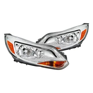 ( POE ) Ford Focus 12-14 Halogen OE Headlights – Low Beam-H7(Not Included) ; High Beam-H1(Not Included) ; Signal-P21W(Included) SET- OE Chrome