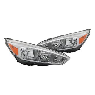( POE ) Ford Focus 15-18 Halogen  ( Don‘t Have OEM DRL LED Function ) OEM Style  Headlights – Low Beam-H11(Not Included) ; High Beam-H1(Not Included) ; Signal-7507(Included) – Chrome