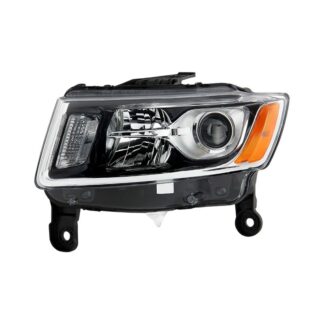 ( OE ) Jeep Grand Cherokee 2014-2016 OEM Style Driver Side Headlight – Low Beam-H1(Included) ; High Beam-HB3(Not Included) ; Signal-7444NA(Not Included) – Left ( Interchange # 68110997AF # CH2502247 )