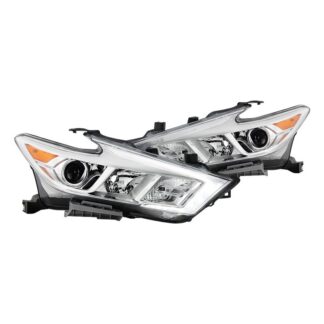 ( OE ) Nissan Maxima 2016-2018 Halogen Models Only - OEM Style Headlights - Left and Right - Low Beam-H11(Not Included) ; High Beam-H9(Not Included) ; Signal-7444NA(Not Included) - Chrome