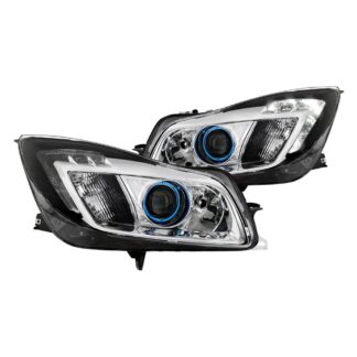 ( POE ) Buick Regal 11-14 ( Halogen Model  Not fit HID ) LED DRL Projector Headlights - Low Beam-H7(Included) ; High Beam-H7(Included) ; Signal-PY21W(Included) - Chrome