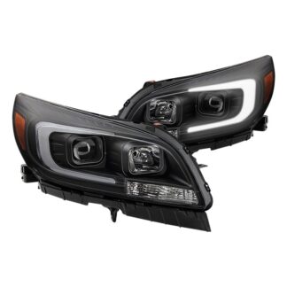 ( Akkon ) Chevy Malibu 13-15 Halogen Models Only ( Don‘t Fit Xenon HID Models ) DRL Light Bar Projector Headlights - Black - Low Beam - H7(Included) ; High Beam - H1(Included) ; Signal - 7444NA(Included)