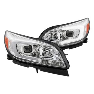 ( Akkon ) Chevy Malibu 13-15 Halogen Models Only ( Don‘t Fit Xenon HID Models ) DRL Light Bar Projector Headlights - Chrome - Low Beam - H7(Included) ; High Beam - H1(Included) ; Signal - 7444NA(Included)