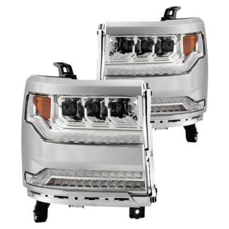 ( POE ) Chevy Silverado 1500 16-18 (Fit HID/LED Model) Full LED Headlight - Chrome