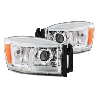 Dodge Ram 1500 06-08 / Ram 2500/3500 06-09 Projector Headlights - Light Bar DRL - Low Beam-H7(Included) ; High Beam-H7(Included) ; Signal-3157(Not Included) - Chrome