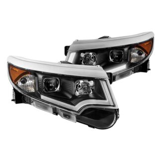 ( Akkon ) Ford Edge 11-14 Halogen Models only (Don‘t Fit Xenon HID Models ) DRL Light Bar Projector Headlights - Low Beam-H7(Included) ; High Beam-H1(Included) ; Signal-3457A(Included) - Black